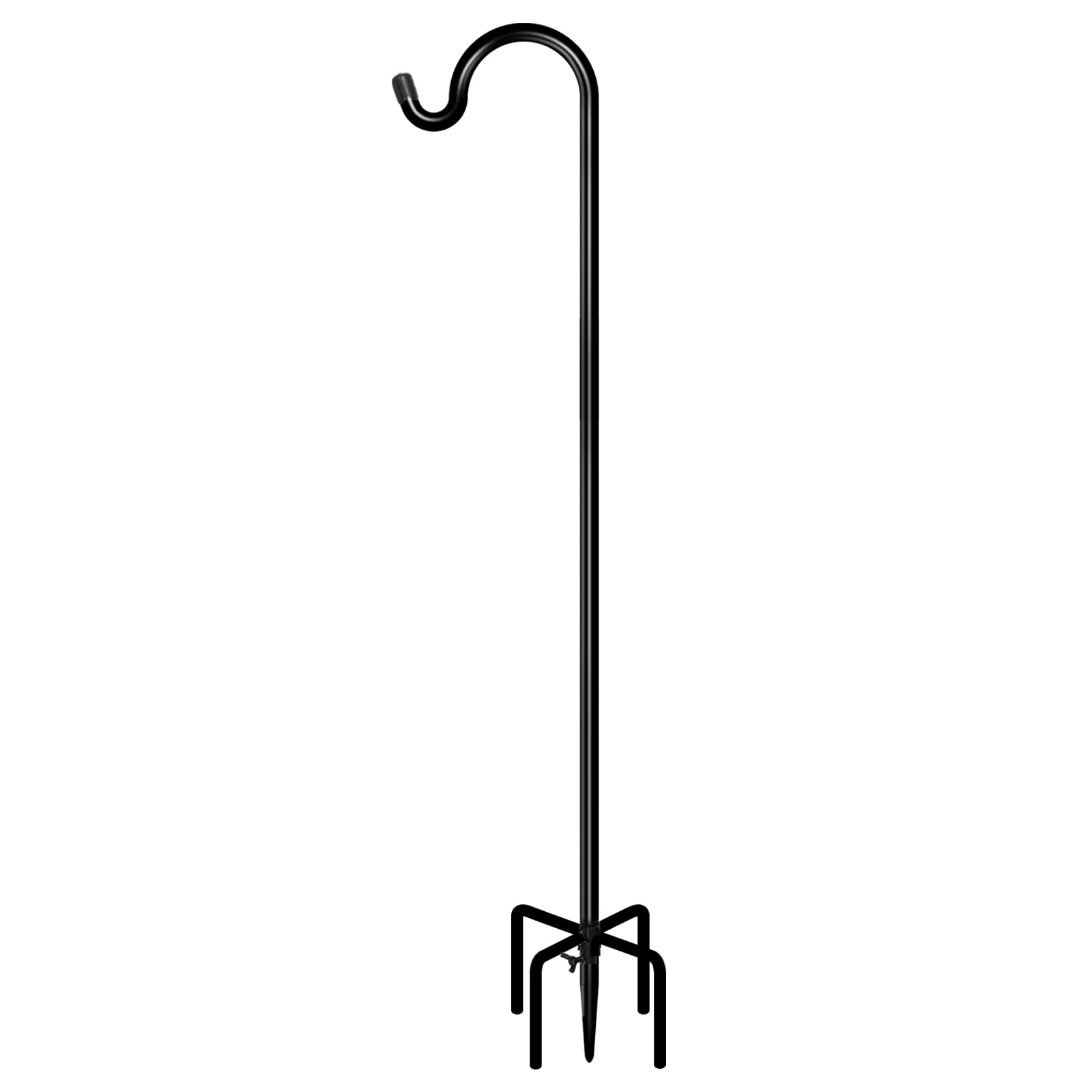 FEED GARDEN 76 Inch Shepherd Hook,5 Prongs Base, 3/5 Inch Thick Pipe, Adjustable,Heavy Duty Tall Bird Feeder Pole for Hanging Bird House,Wind Chimes,Plant Basket for Outdoor,Black (1 Pack)