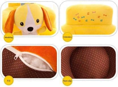 Image of AVSHUB Baby Sofa Seat Chair Soft Plush Skin Safe Dog Character Baby Supporting Seat Rocking Chair for Kids /Baby (Cotton, Yellow)