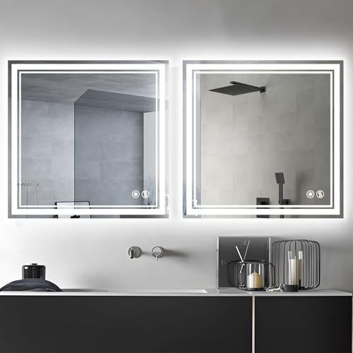 2 Pack 26“ x 26” LED Mirror for Bathroom Anti-Fog