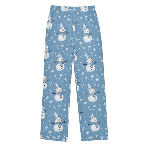 Christmas Xmas Snowman Long Pajama Pants Elastic Waist PJ Bottoms with Pockets S A1110842