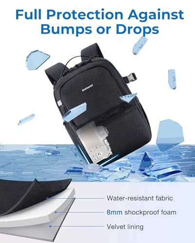 Mochila para cámara DSLR pequeña BAGSMART negra miniatura 3