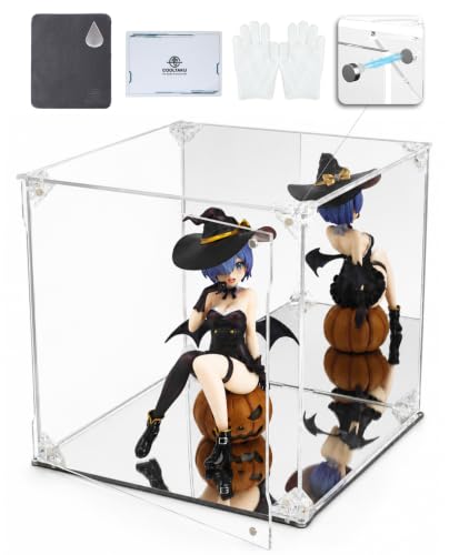Image of Acrylic Display Case, Mirrored Back and Base, UV Protected, Front Door with Magnetic Buckle, Display Box, Dustproof Showcase for Figures, Collections, Models, Toys (8x8x8 inch, 20x20x20 cm)