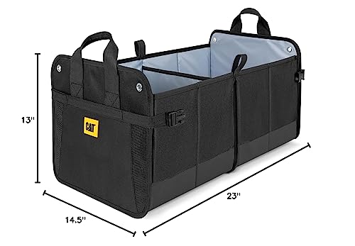 Cat® Flextrunk Car Trunk Organizer Storage - Collapsible Dual-Compartment Automotive Adjustable Pockets Expandable Sturdy Multipurpose Folding Cargo Store For Auto Backseat, Black (Cato-201) #TOP7