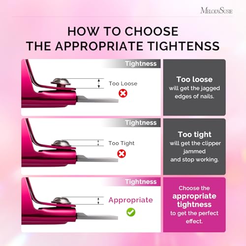 Image of MelodySusie 2Pcs Acrylic Nail Clippers with Magnet Sizers, Professional Nail Cutters for Long Acrylic Gel Nails Tips, Adjustable Stainless Nail Trimmer, Manicure Tool for Salon Home, Plum & Pink