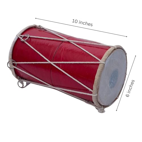 image for The Great Indian Bazaar Small 10 x 6 Inch Compact Dholak Drum Set, Han