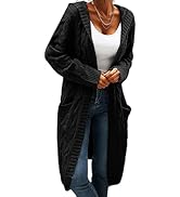 Gekoko Women's Hooded Cardigan Long Sleeve Chunky Knit Cardigan Open Front Sweater Autumn Winte...