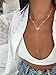 FAONDU Silver Y-Shaped Necklace for Women, 14k Silver, 16.5 inches, Star CZ Stones, Modern Space Theme, Women's Fashion Jewelry