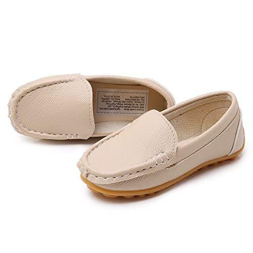 Rvrovic Kids Girls Boys Slip-On Loafers Oxford Pu Leather Flats Shoes(Toddler/Little Kid)(7 M Toddler,Light Khaki) #TOP3
