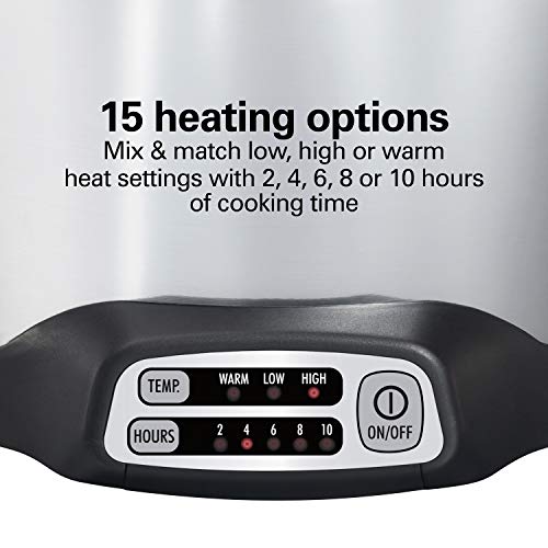 Hamilton Beach 10 Quart Programmable Slow Cooker with Stovetop Safe Crock, Silver