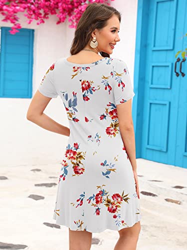 Image of KORSIS Summer Women's Dress Casual T-Shirt Short Sleeve Dresses Swing Flowy Beach Vacation Work Sundress with Pockets