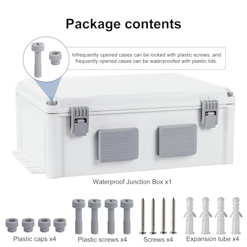 Image of Namunanee Outdoor Electrical Junction Box, ABS Water Resistant Enclosure with Internal Mounting Panel & Hinged Cover (15 inch H x 11 inch L x 6 inch W)