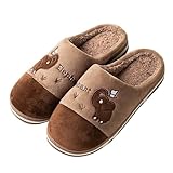 Zapatillas Mujer Felpa, Pantuflas Forradas, Pantuflas de Felpa, Invierno Calor Pantuflas Casa Mocasines Cerrados Dedos de los Punteras Zapatos de Cabaña Zapatos Interior Y Exterior, café, 39