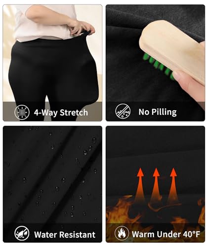 LALAGEN Womens Plus Size Fleece Lined Leggings Water Resistant Thermal Winter Warm High Waisted Workout Pants with Pockets3