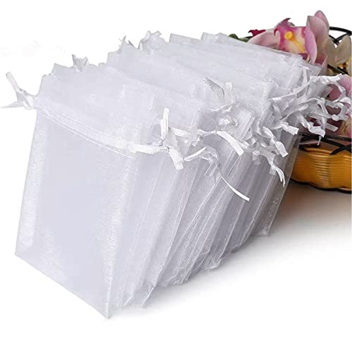 Jonami Sachets Organza Blanc Dragées Mariage Cadeaux Invités Bonbons Bijoux Décoration - 7x9 cm 100 pcs