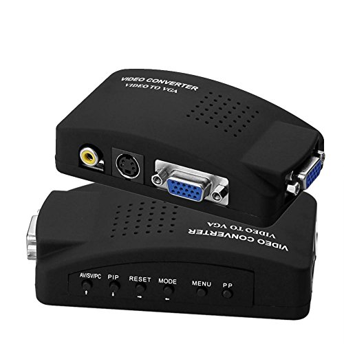 SIENOC PC Laptop AV S-video Video to VGA TV Converter Switch Box Color Black