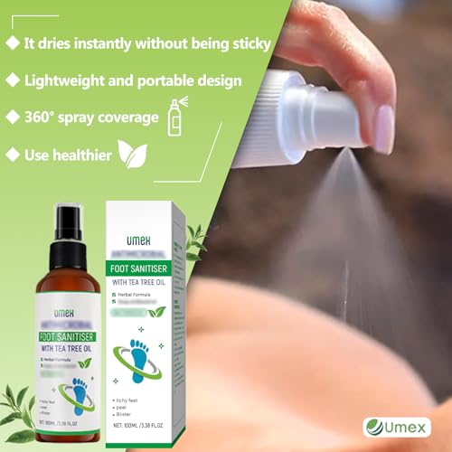 Image of Umex Foot & Shoe Deodorizing Spray with Tea Tree Oil - Plant-Based Freshener, Fast-Drying Spray for Daily Foot & Shoe Care (100ml /3.38oz)