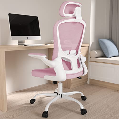 Office Chair, High Back Ergonomic Desk Chair, Breathable Mesh Desk Chair with Adjustable Lumbar Support and Headrest, Swivel Task Chair with flip-up Armrests, Executive Chair for Home Office Office Chair, High Back Ergonomic Desk Chair, Breathable Mesh Desk Chair with Adjustable Lumbar Support and Headrest, Swivel Task Chair with flip-up Armrests, Executive Chair for Home Office