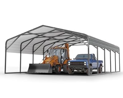 20x26 FT Heavy Duty Metal Carport, 2-Car Garage with Structural Reinforcement, Galvanized Steel Roof, Ground Anchors, Snow/Wind Resistant Carports, Fits Pickups, Trucks, RVs, Boats