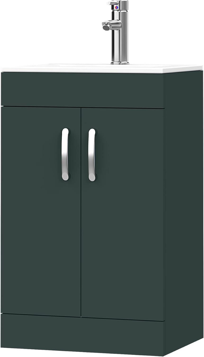 BELOFAY 500mm Floor Standing Bathroom Vanity Unit with Basin – Waterproof MDF Bathroom Storage Unit with White Ceramic Basin – Soft Close DTC Hinges &1 Tap Hole (Waste Included)