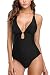 Sociala Women One Piece Swimsuit Sexy Backless Monokini Swimwear M Black