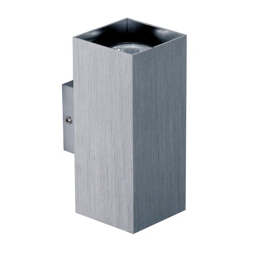 Wandleuchte S.Luce Madras moderne Wandlampe mit Lichtkegel 2-flammig Up&Down Alu-gebürstet eckig Flur Treppenhausbeleuchtung Wohnzimmer Schlafzimmer Metallleuchte