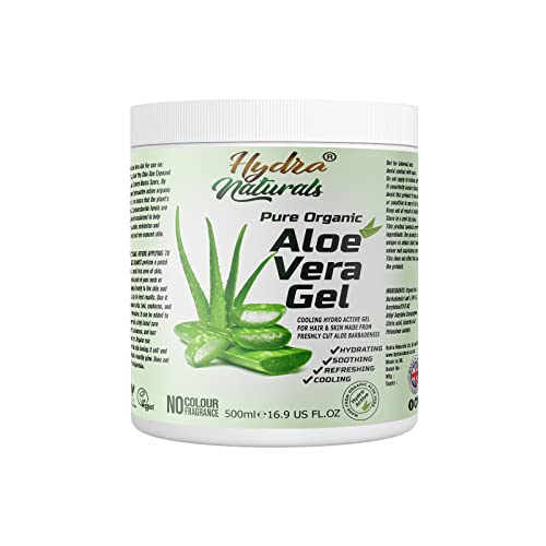 100% Pure Organic Aloe Vera Gel 500ml Made from Freshly Cut Aloe for Face, Body, Hair, Sunburn, After Sun, Scars, Hydrating Cooling Refreshing Vegan Cruelty-free