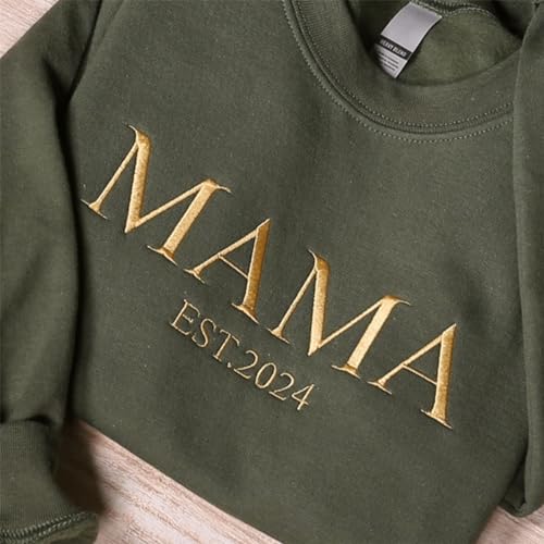 Embroidered Mama/Dad Sweatshirt, Embroidered Papa Sweatshirt, Personalized Mom Gifts, Personalized Grandma Sweater, Papa Hoodie, Customized Embroidered Sweater Multicolor2