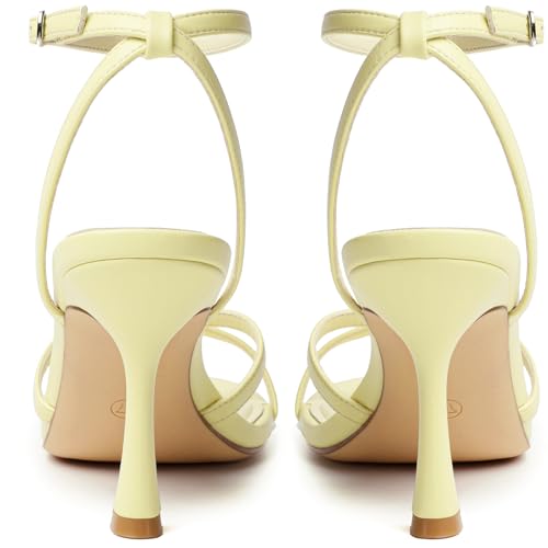 Image of Mostrin Strappy Heels for Women Ankle Strap Heels Women's Heeled Sandals for Party Prom Wedding