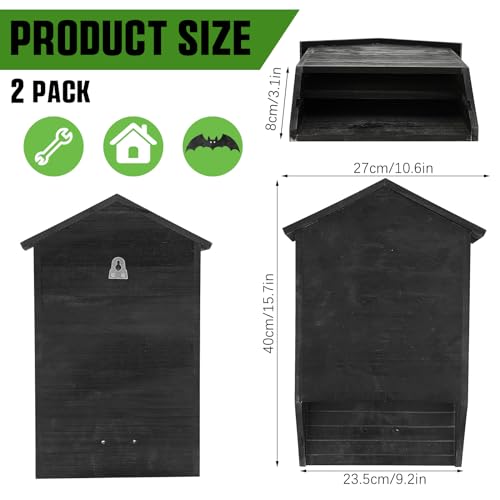 Wenqik SIX-WENQIK-381 2 Pack Bat House For Outdoor Big Bat Box Large Cedar Wood Bat House thumb #1