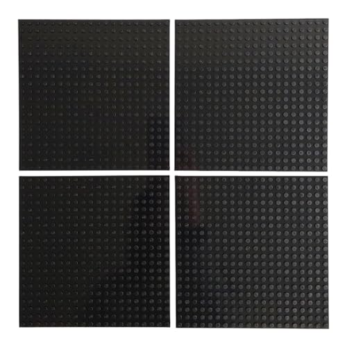Image of Classic Baseplate - Building Kit for Toddlers & Kids - 20 x 20 Studs - 6.3 x 6.3 inches - Pack of 4 Baseplates - Compatible with Major Brands (Black)