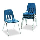 Virco Student Chair, Navy, Soft Plastic Shell, 18' Seat Height, Chrome Frame, for 5th Grade to Adults, 4 Pack (9018-BLU51)