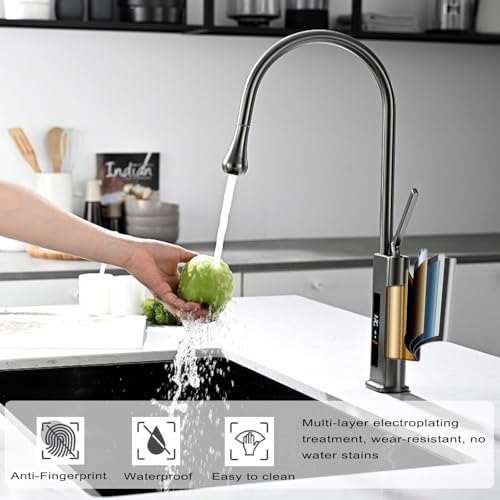 Robinet de cuisine pivotant anti brûlure avec écran de contrôle