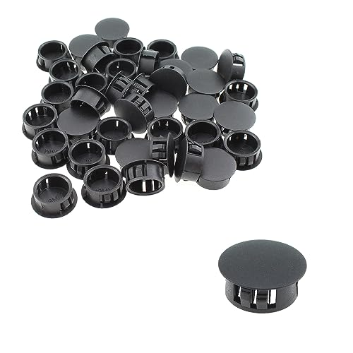 Image of 40pcs 3 /4 inch Flush Mount Black Plastic Body and Sheet Metal Hole Plug, Furniture Fencing Post Pipe Insert End Caps