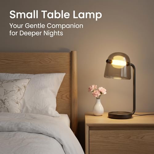 Image of Decor chronicle Table Lamp 3-Color CCT (Warm + Natural + Cold White) Black Metal & Glass Dome Shade LED Desk Lamp for Bedroom Living Room Office