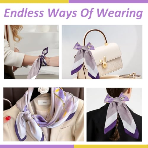 Image of SANNIDHI Silk Like Head Scarf for Women Stylish Vintage Hair Scarf Floral Print Square Bandana Gift