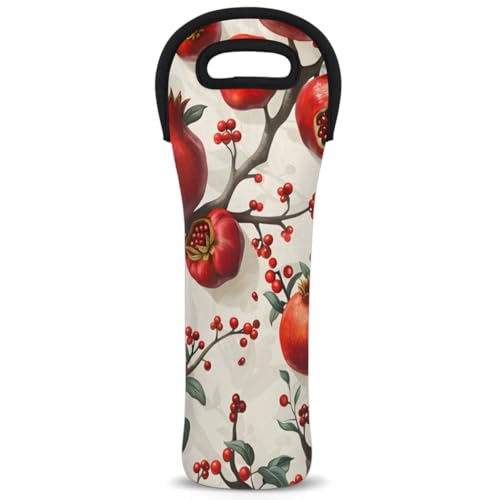 Neoprene Wine Tote Carrier Bag for Wine,Water, Champagne, Beer, Baby Bottles 15.6 x 5.1 Inches, Protective Wine Bag,Pomegranate