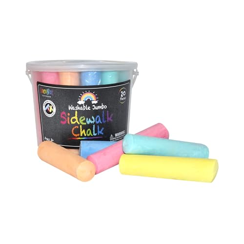 Jumbo Sidewalk Chalk Bucket - 20 Pieces | Non-Toxic Washable Paint | Backyard Outdoor Kids Fun Activities, Drawing, Homeschool | Creative Steam Art & Craft Kit | Gift for Ages 3+