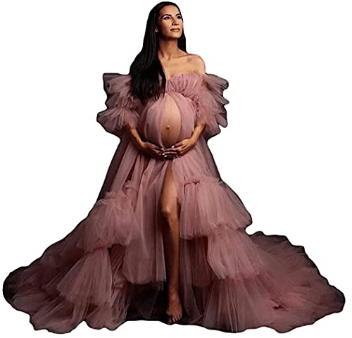 Fluffy Tulle Robe for Women Maternity Dresses Photoshoot Long Sheer Bridal Robe Old Hollywood Robe Lingerie