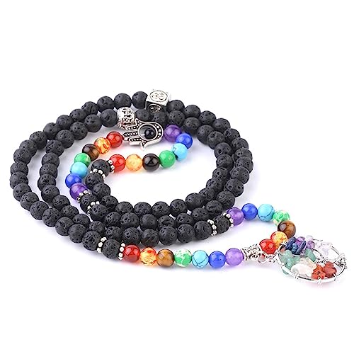 Bracelet multicouches pour hommes avec pierre de lave et hamsa