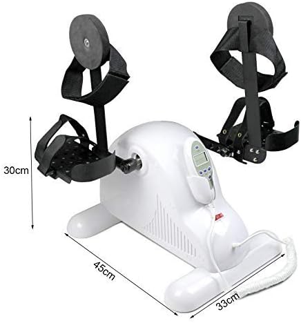 Mini Exercise Bike Electric Pedal Exerciser for Seniors Portable Fitness Cycle for Arm/Leg Exercise Mini Cycling Trainer Stationary Exercise Leg Peddler with Leg Protectors