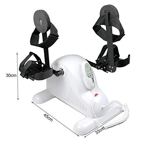 Image of Mini Exercise Bike Electric Pedal Exerciser for Seniors Portable Fitness Cycle for Arm /Leg Exercise Mini Cycling Trainer Stationary Exercise Leg Peddler with Leg Protectors