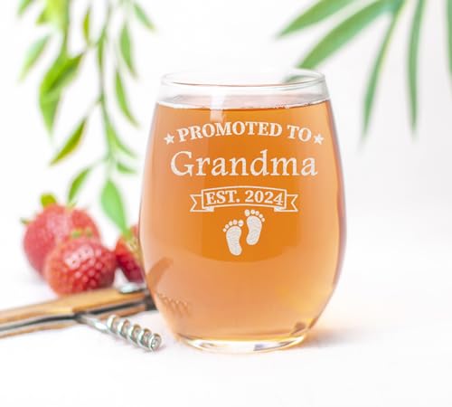 Promotedtograndmaest202415ozstemlesswineglassgiftsfornewgrandparentnewgrandmawineglassbirthdaygiftsmothersdaygifts Urban Country Home Decor Promoted to grandma est 2024 15oz stemless wine glass gifts for new grandparent new grandma wine glass birthday gifts mothers day gifts urban country home decor
