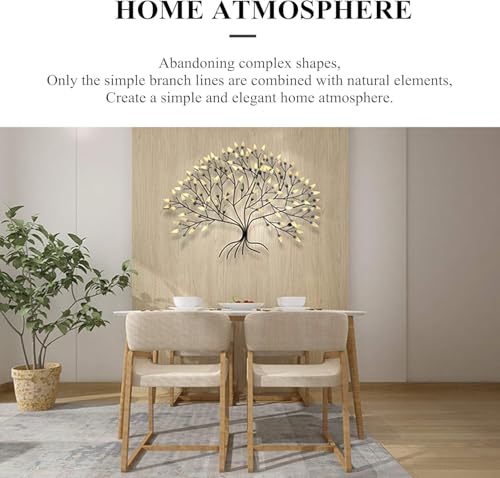 Arbre mural en métal 37'' d'art doré d'exception pour salon