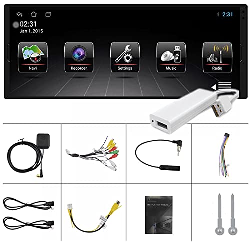 ユニバーサル1DinAndroidカーステレオGPSナビゲーションカーラジオマルチメディアプレーヤー6.9インチタッチスクリーンBluetoothWIFIFMレシーバー携帯電話ミラーリンク(デュアルUSBポート+ USBドングル付き)