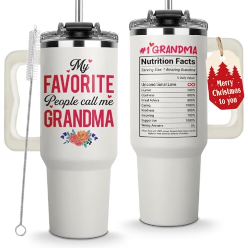 Christmas Gifts for Grandma, My Favorite People Call Me Grandma Tumbler 40Oz, Grandmother Coffee Mug Cup, Gifts Ideas for Grandmas, Grammy, Nana, Gigi, Mimi, Mamaw, Grandmother Birthday Present