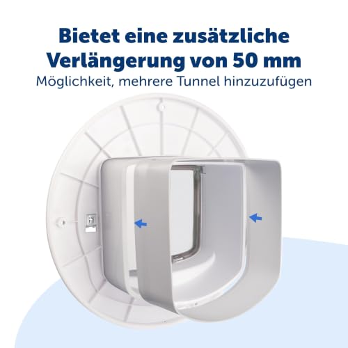 PetSafe - Tunnelverlängerung für manuelle oder elektronische Katzenklappe. 5 cm zusätzlich pro Verlängerung, für Dicke Türen oder Wände, 168 mm x 165 mm, weiß, 1 Stück