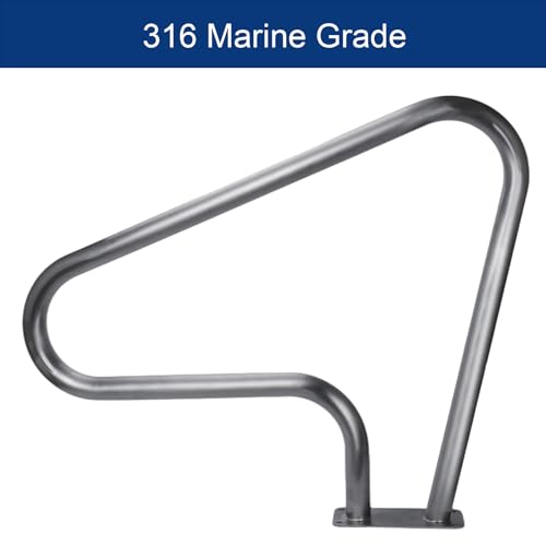 Image of 316 Stainless Steel Pool Handrails & Railings for Inground /Above Ground Pools | Saltwater-Resistant, Safety Steps, Brackets & Accessories | Durable Weatherproof Design