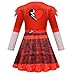 Xefenki Girls Kids Rise of Red Dress Costumes Halloween Cosplay Dress Up With Wig 13-14Y