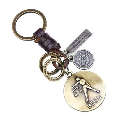 Preisvergleich Produktbild vlandho Personalisierte Schlüsselanhänger Männer Und Frauen Schlüsselanhänger 12 Constellation Keychain Double Key Ring Paar Modelle Punk Wind Waage