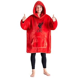 Liverpool FC Fleece Hoodie Blanket for Boys Teenagers One Size Kids Oversized Hoodie Liverpool Gifts for Boys